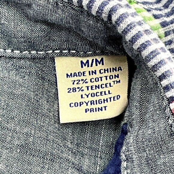 Tommy Bahama Shirt Men M Cotton Button Down‎ Striped Print Travel Vacation - Picture 9 of 13